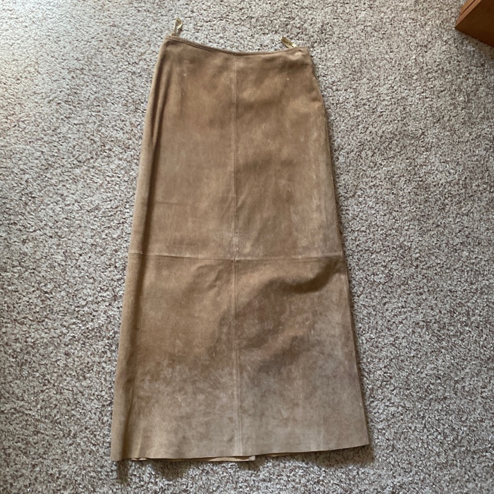 Montana made vintage For Joseph 100% suede leather long skirt size 25.